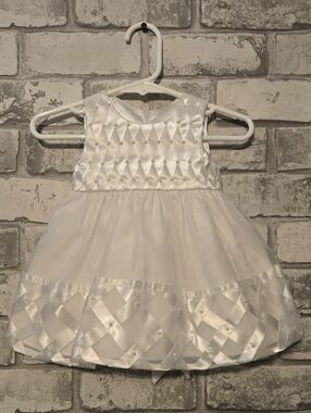 Cinderella White Satin & Tulle Girl's Formal Dress
